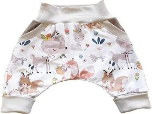 Pumphose oder als Set Baby Kind von 56, 62, 68, 74, 80, 86 Designer Babyhose Limitiert !! Mitwachshose Biobaumwolle Waldtiere von Atelier MiaMia