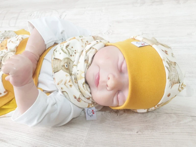 Coole Pumphose oder Babyset kurz und lang Waldtiere Senf 23 von Atelier MiaMia