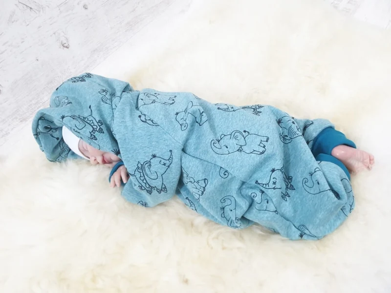 Overall Baby Kind von 50 bis 110 Designer Wellnessoverall Elefanten blau Alpenfleece 26 von Atelier MiaMia