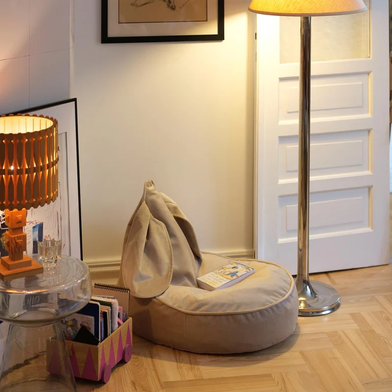 Hasen-Beanbag Samt Beige