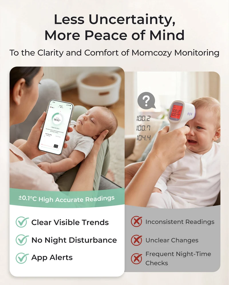 Momcozy Smartes Babythermometer – Medizinische Genauigkeit & Echtzeit-Überwachung per App