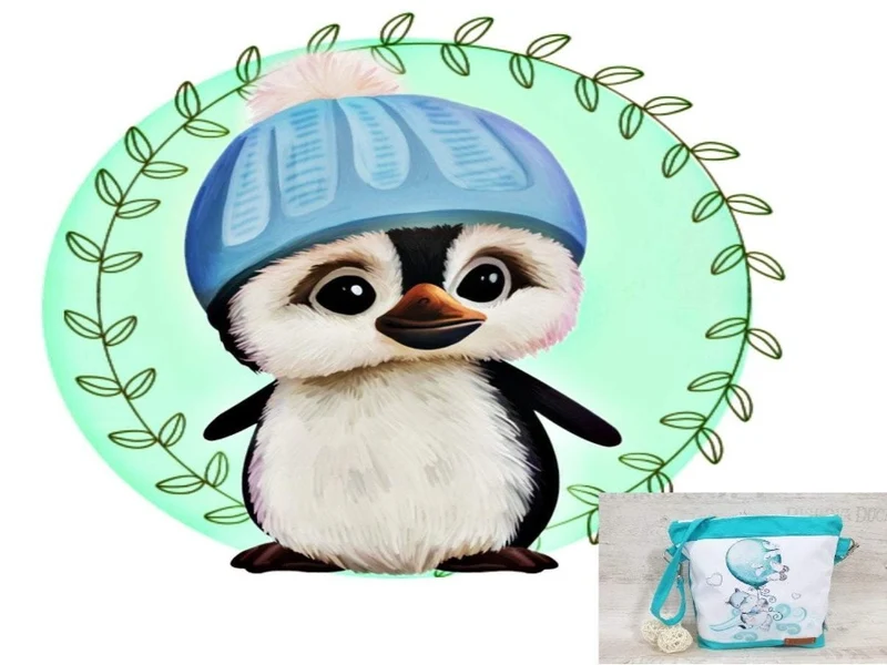 Kindergartentasche, Kindertasche 63 Pinguin mit Mütze von Atelier MiaMia