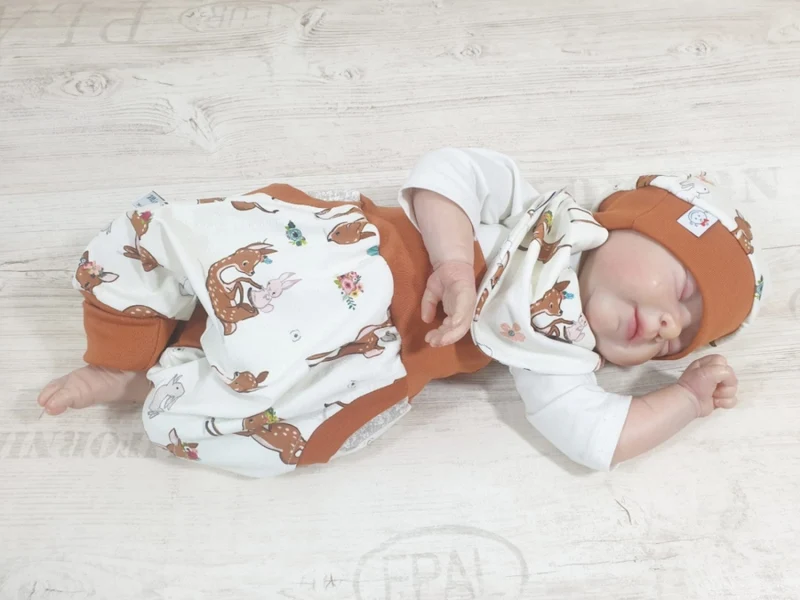 Coole Pumphose oder Babyset kurz und lang Rehe Terra Creme 20 von Atelier MiaMia