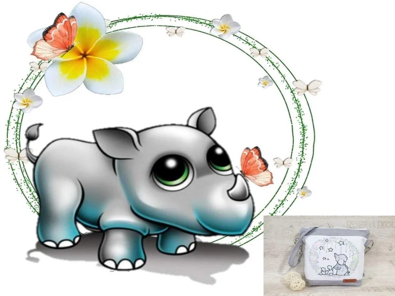 Kindergartentasche, Kindertasche 55 Nashorn von Atelier MiaMia