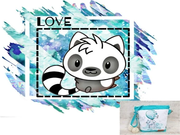 Kindergartentasche, Kindertasche 50 Waschbär blau von Atelier MiaMia
