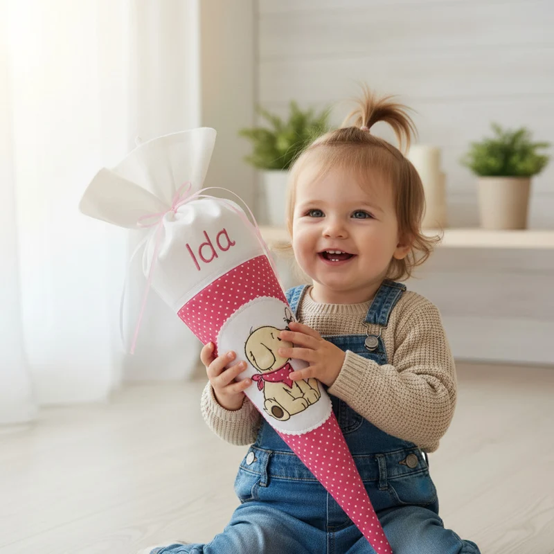 KITA Tüte / Geschwistertüte "Hund" personalisiert 30 cm mit Papprohling