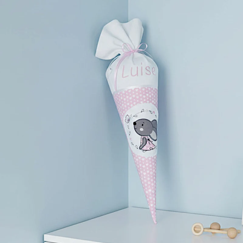 KITA Tüte / Geschwistertüte "Maus" personalisiert 30 cm mit Papprohling