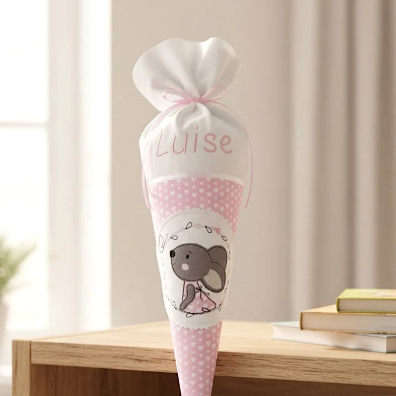 KITA Tüte / Geschwistertüte "Maus" personalisiert 30 cm mit Papprohling