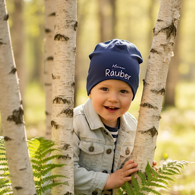BEANIE MÜTZE "kleiner Räuber" aus Jerseystoff für Babys und Kleinkinder