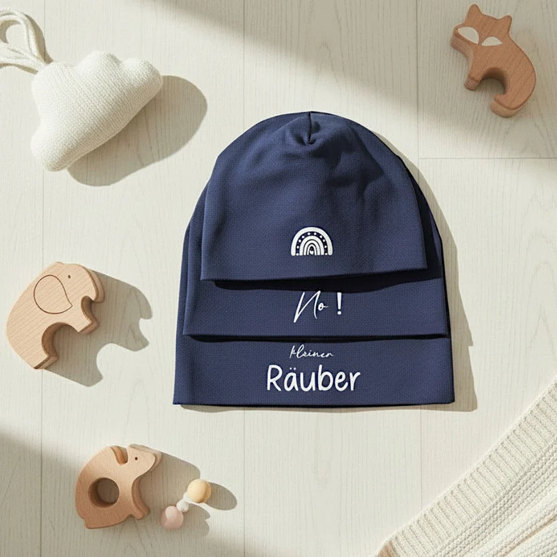 BEANIE MÜTZE "No!" aus Jerseystoff für Babys und Kleinkinder