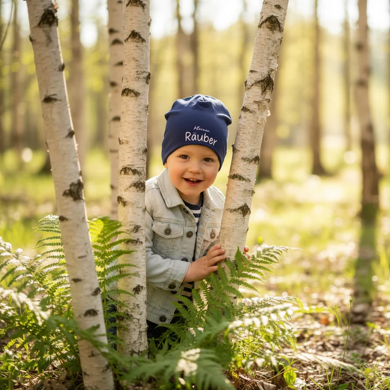 BEANIE MÜTZE "kleiner Räuber" aus Jerseystoff für Babys und Kleinkinder