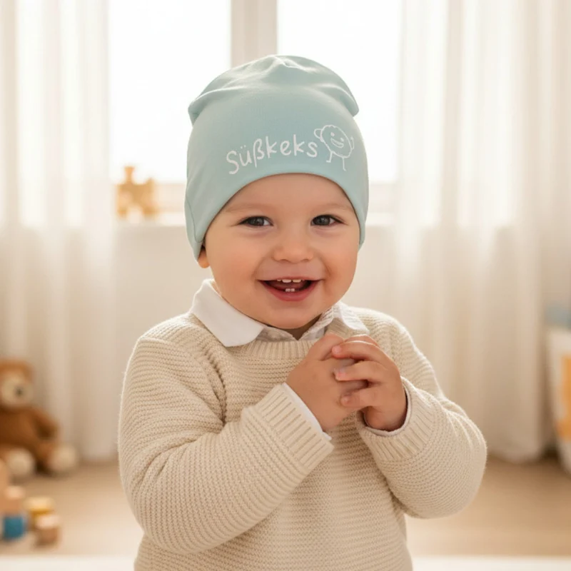 BEANIE MÜTZE "Süßkeks" aus Jerseystoff für Babys und Kleinkinder