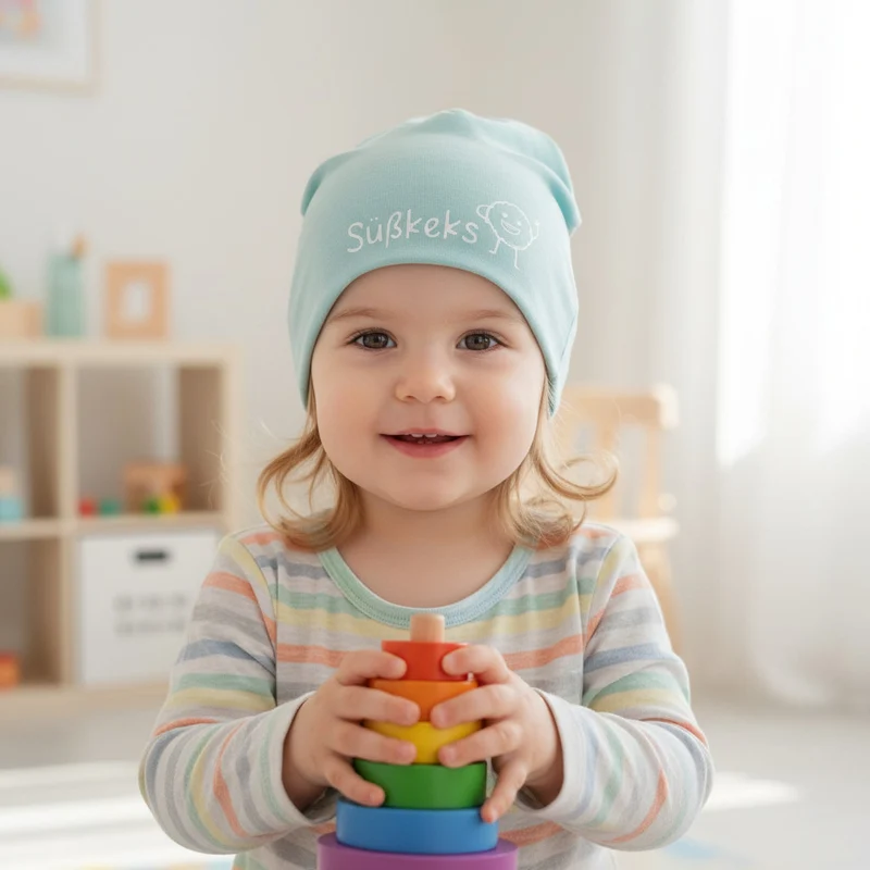 BEANIE MÜTZE "Süßkeks" aus Jerseystoff für Babys und Kleinkinder
