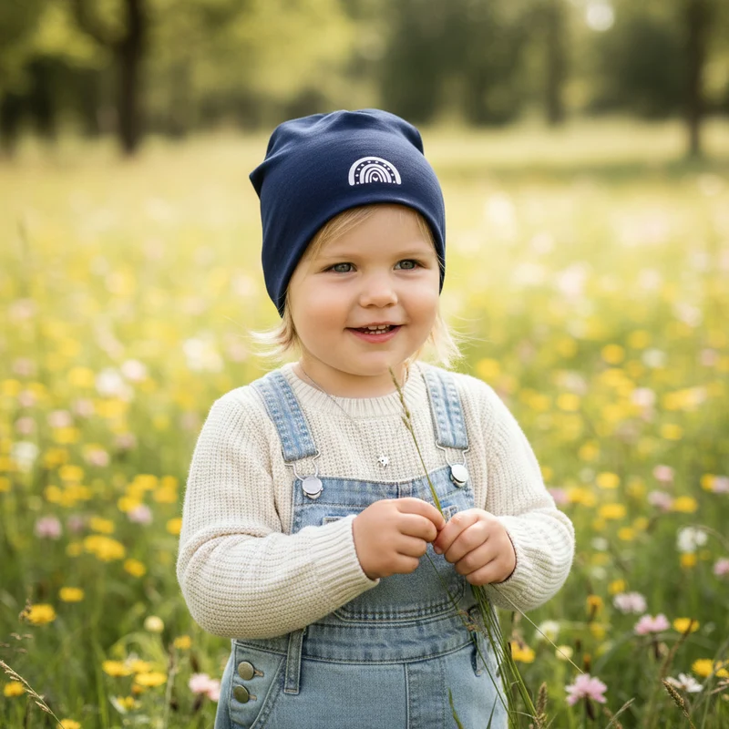 BEANIE MÜTZE "Regenbogen" aus Jerseystoff für Babys und Kleinkinder