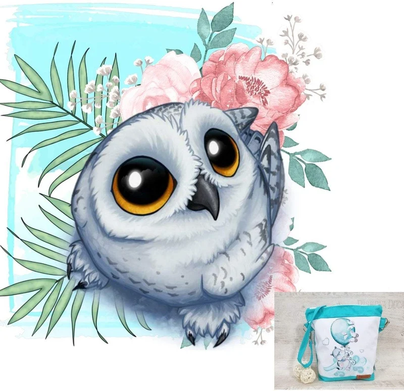 Kindergartentasche, Kindertasche 36 Eule, Blume blau von Atelier MiaMia
