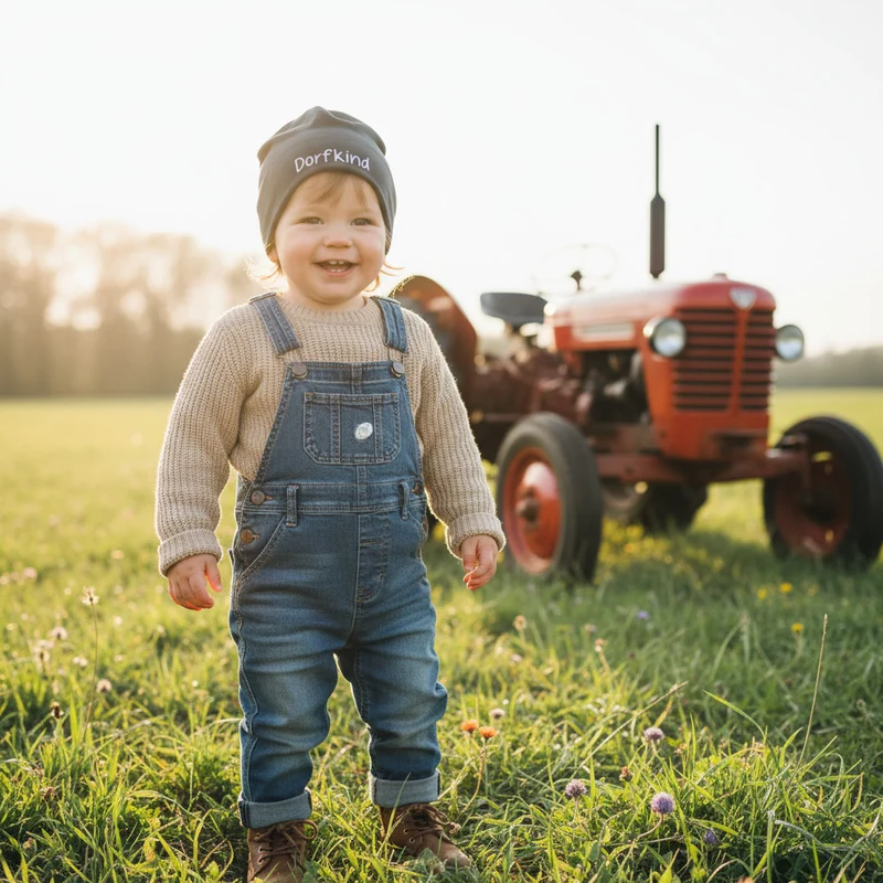 BEANIE MÜTZE "Dorfkind" aus Jerseystoff für Babys und Kleinkinder