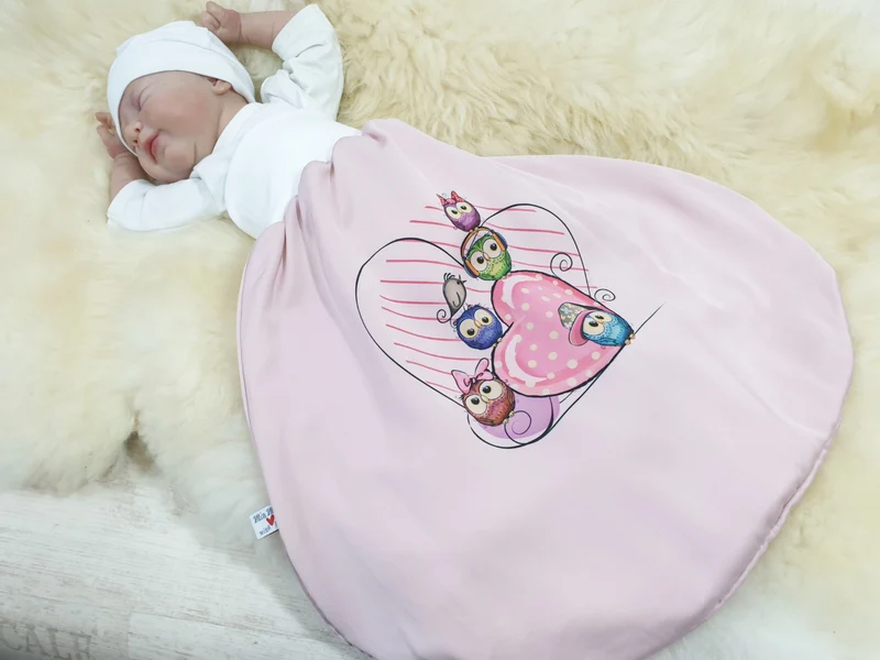 Pucksack Eulen rosa, Strampelsack Deluxe 10 von Atelier MiaMia