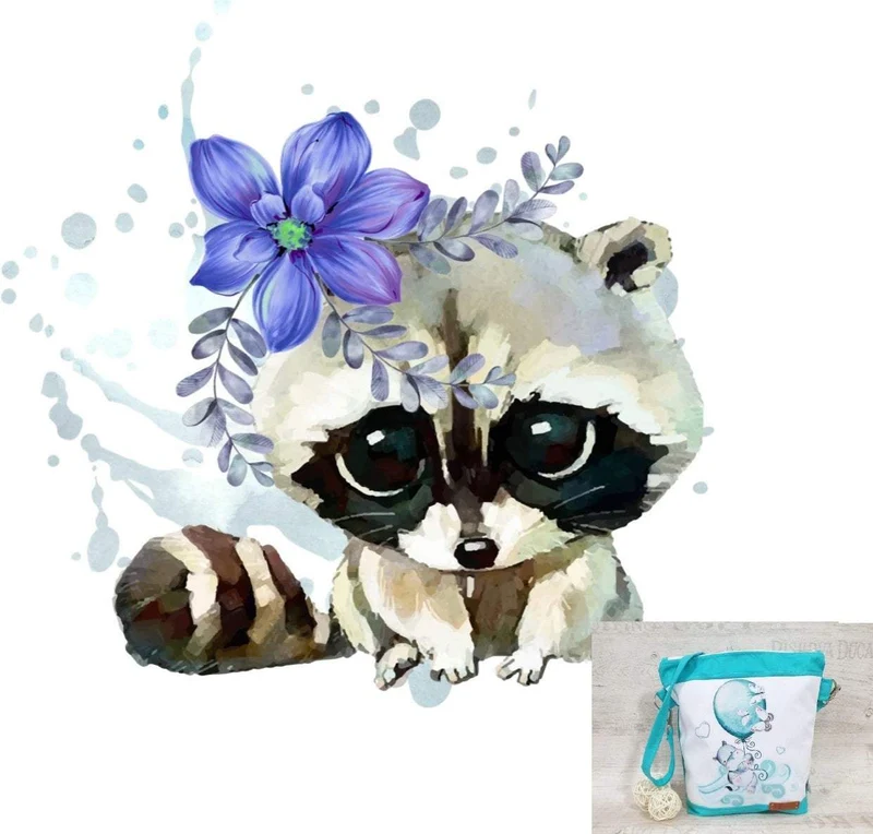 Kindergartentasche, Kindertasche 31 Waschbär Blume von Atelier MiaMia