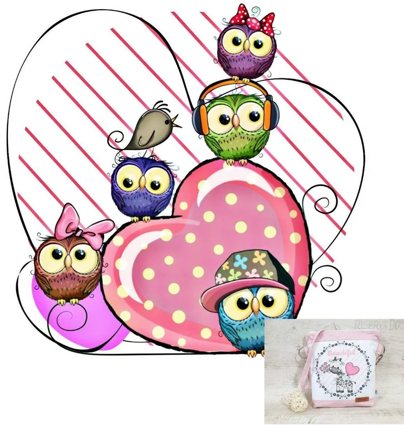 Kindergartentasche, Kindertasche 28 Eulen Pink von Atelier MiaMia