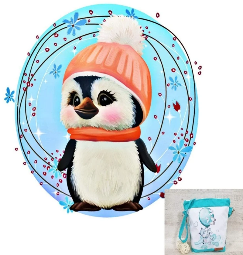 Kindergartentasche, Kindertasche 26 Pinguin orange von Atelier MiaMia