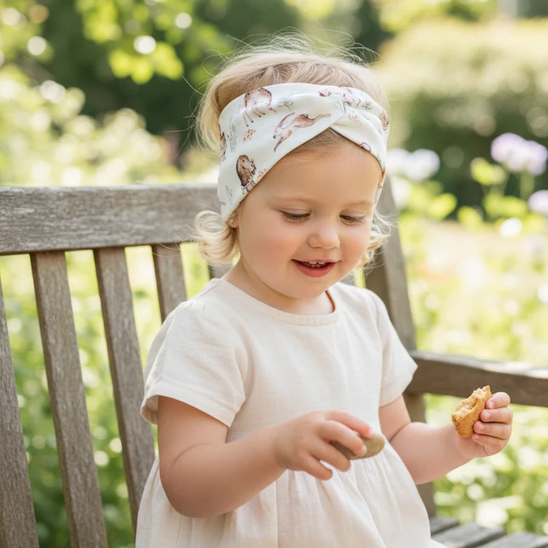 KNOTENSTIRNBAND HAARBAND "Waldtiere" für Kinder aus Jerseystoff für Mädchen
