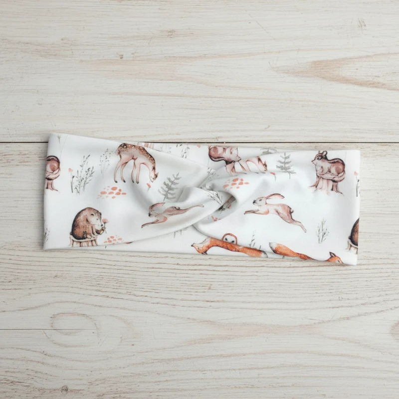 KNOTENSTIRNBAND HAARBAND "Waldtiere" für Kinder aus Jerseystoff für Mädchen