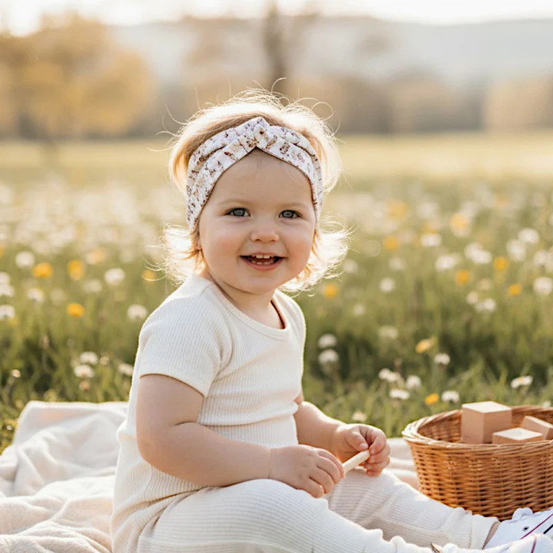 KNOTENSTIRNBAND HAARBAND "Gräser" für Kinder aus Jerseystoff für Mädchen