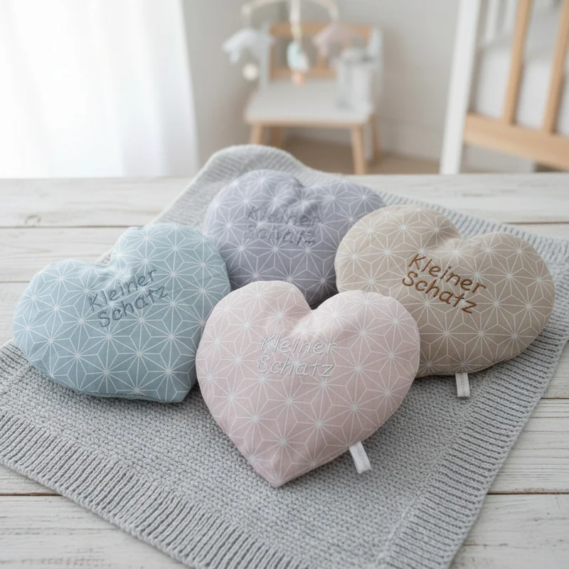 WÄRMEKISSEN für Neugeborene und Babys "Herz" personalisiert mit Wunschnamen