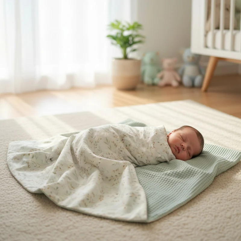 BABYDECKE mit Waffelpique "Weidenkätzchen"