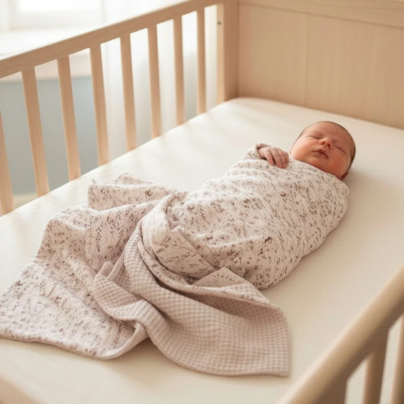 BABYDECKE mit Waffelpique "Gräser"