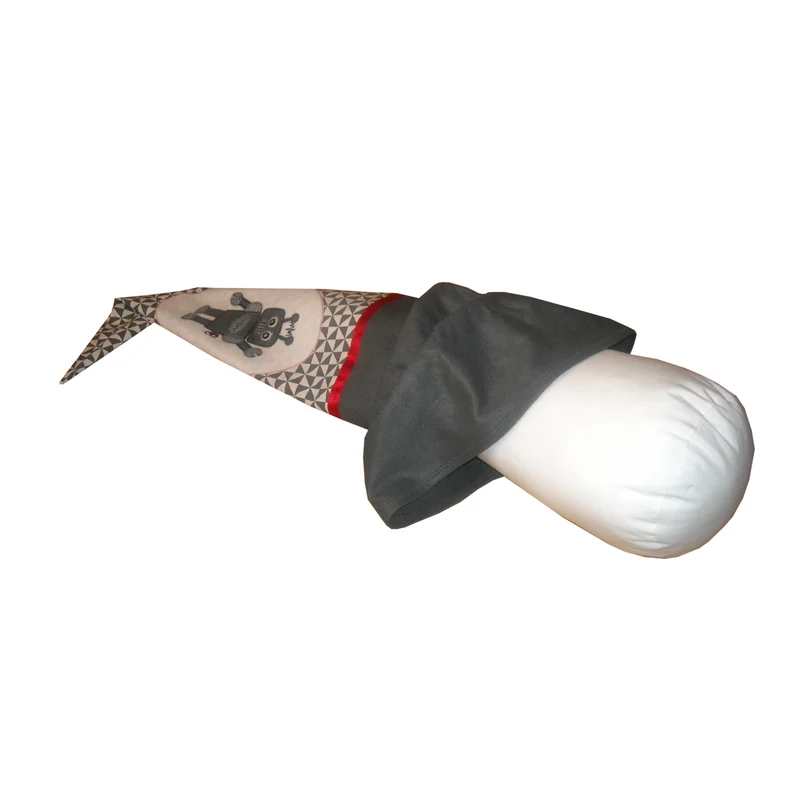 SCHULTÜTE "Indianer" personalisiert m. Namen bestickt aus Stoff schwarz/weiß/rot - 70 cm mit Papprohling