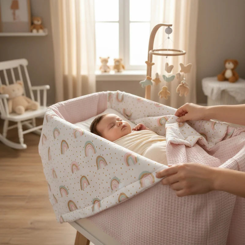 BABYDECKE mit Waffelpique "Regenbogen"