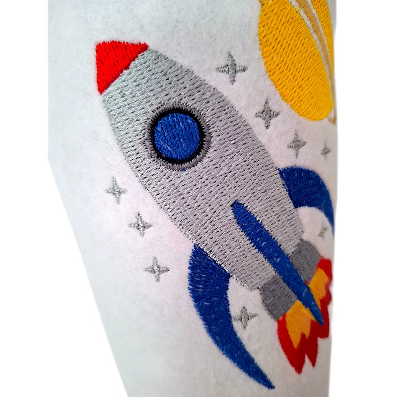 SCHULTÜTE "Rakete" personalisiert m. Namen blau/weiß Stoff - 70 cm mit Rohling