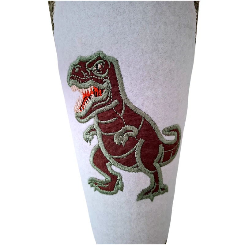 SCHULTÜTE "Dinosaurier" personalisiert m. Namen grün/weiß Stoff - 70 cm mit Rohling