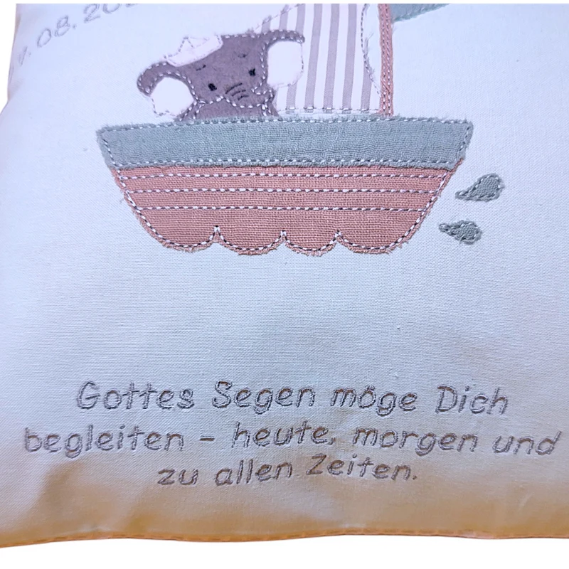 TAUFKISSEN "Elefant" mit Taufspruch, Wunschname und Widmung personalisiert