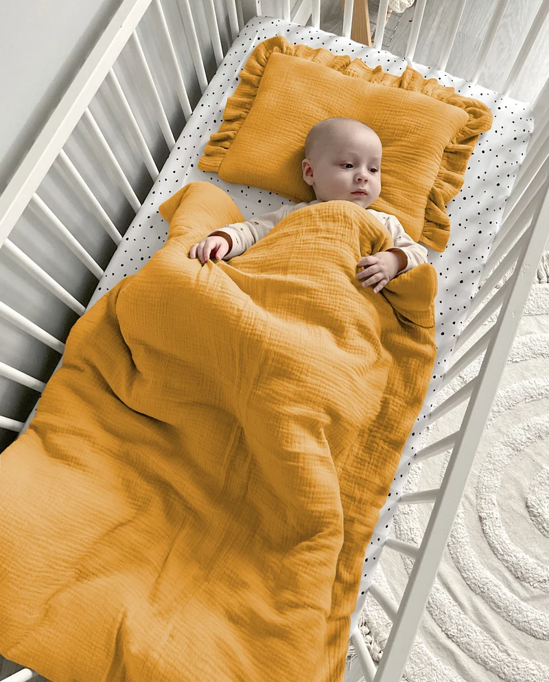 Musslin baby blanket + pillow with name | Honey