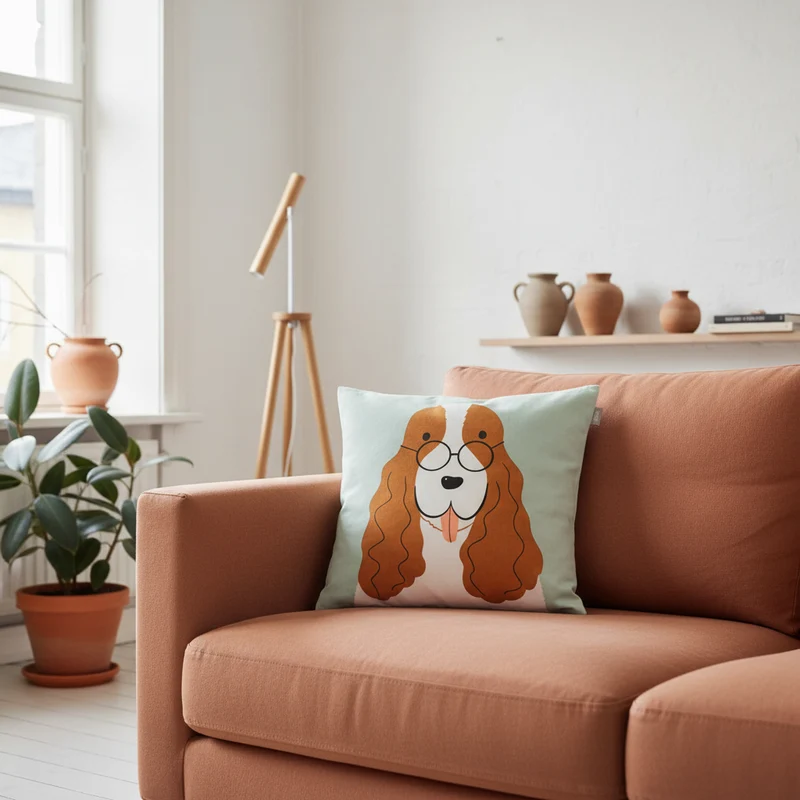 Spira Kissenhülle Agda – 50 x 50 cm Kissenbezug mit Hund