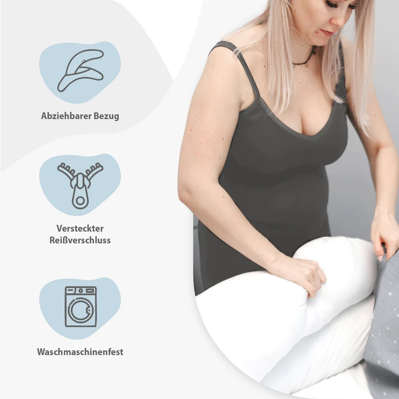 Stillkissen XXL Schwangerschaftskissen 190 cm - Pregnancy Pillow Body Pillow Seitenschläferkissen Schlafkissen Lagerungskissen Kissen mit Bezug