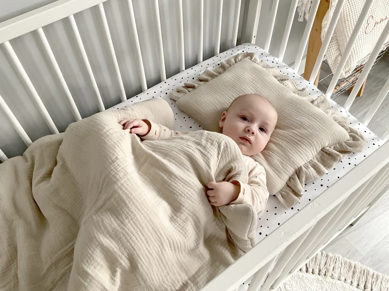 Musslin baby blanket + pillow with name | Beige