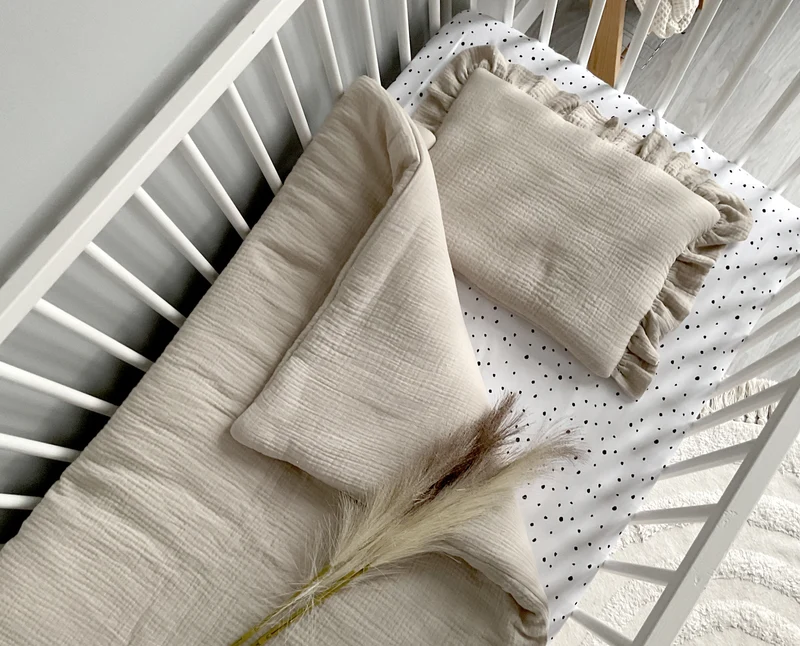 Musslin baby blanket + pillow with name | Beige