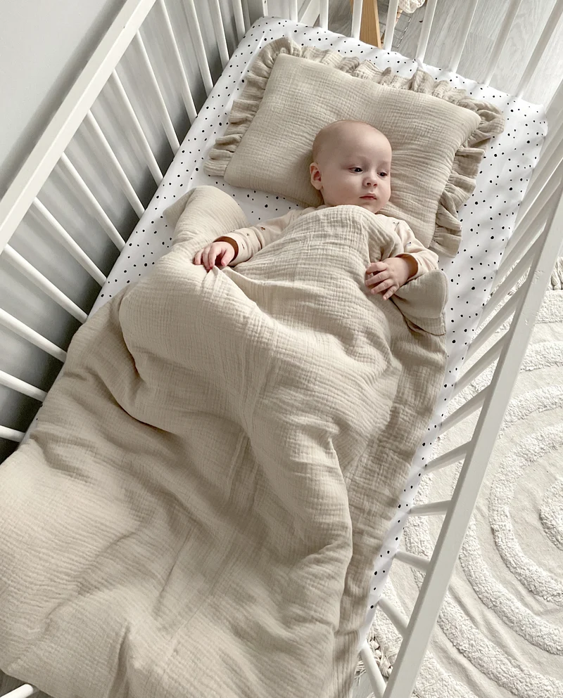 Musslin baby blanket + pillow with name | Beige