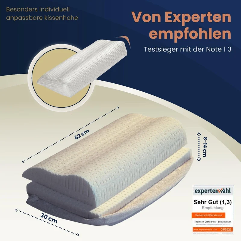 Thomsen Classic Pillow - Orthopädisches Schlafkissen aus Talalay Latex gegen Nackenschmerzen