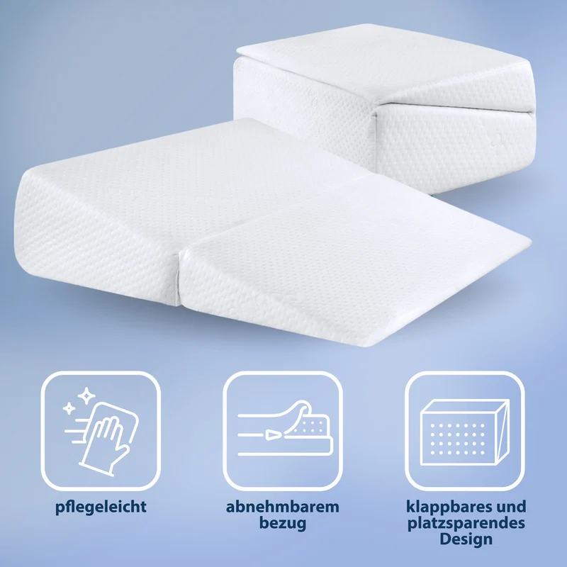 Keilkissen für Bett und Sofa – Lesekissen und Schaumstoff Rückenkissen Ideal zur Verwendung als Matratzenkeil Reflux kopfteil Kissen oder Bettkeil für Erwachsene