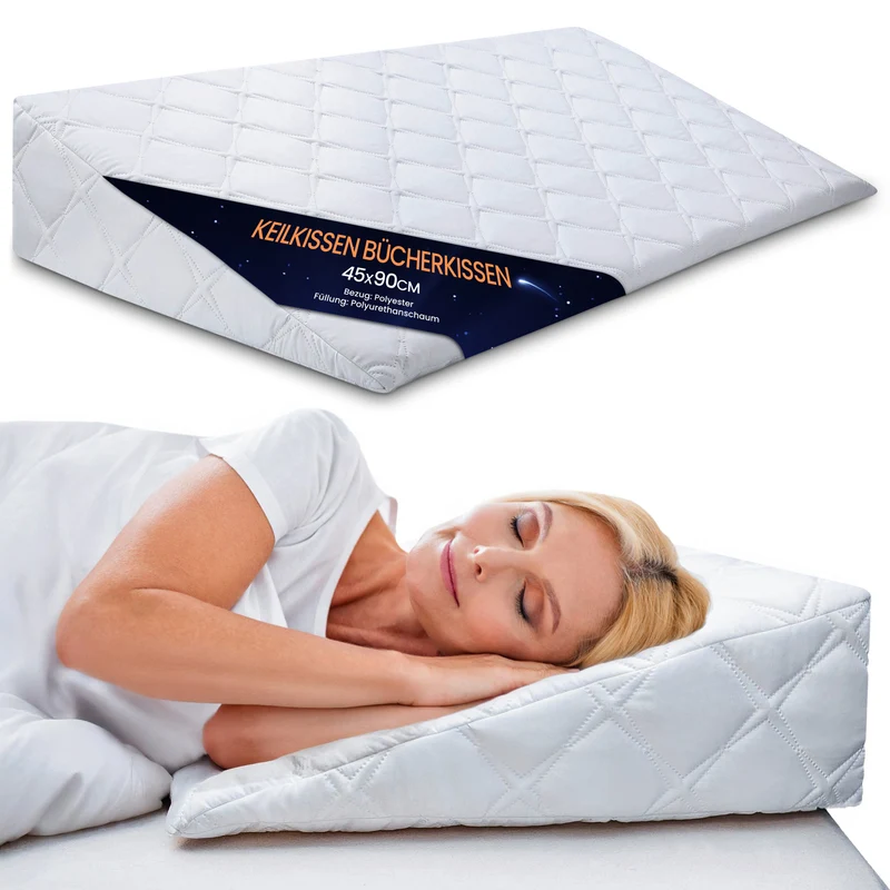 Keilkissen für Bett und Sofa – Lesekissen und Schaumstoff Rückenkissen Ideal zur Verwendung als Matratzenkeil Reflux kopfteil Kissen oder Bettkeil für Erwachsene