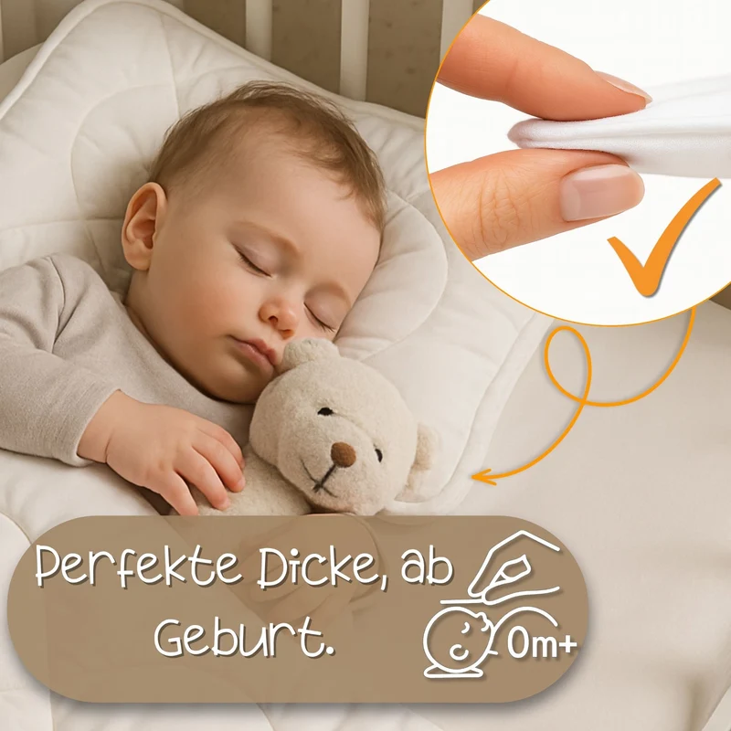 Baby Bettdecke und Kissen Kinderdecke und Babykissen - Kinderbettdecke Kinder Bettdecken Set und Decke für Kleinkind Babybett Mikrofaser Weiß