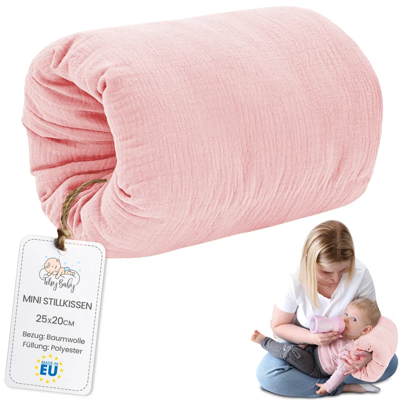 Stillkissen klein Breastfeeding und Nursing Pillow für unterwegs 25x20 cm - Stillmuff Armkissen und Lagerungskissen Baby Arm Still Kissen aus weicher Baumwolle