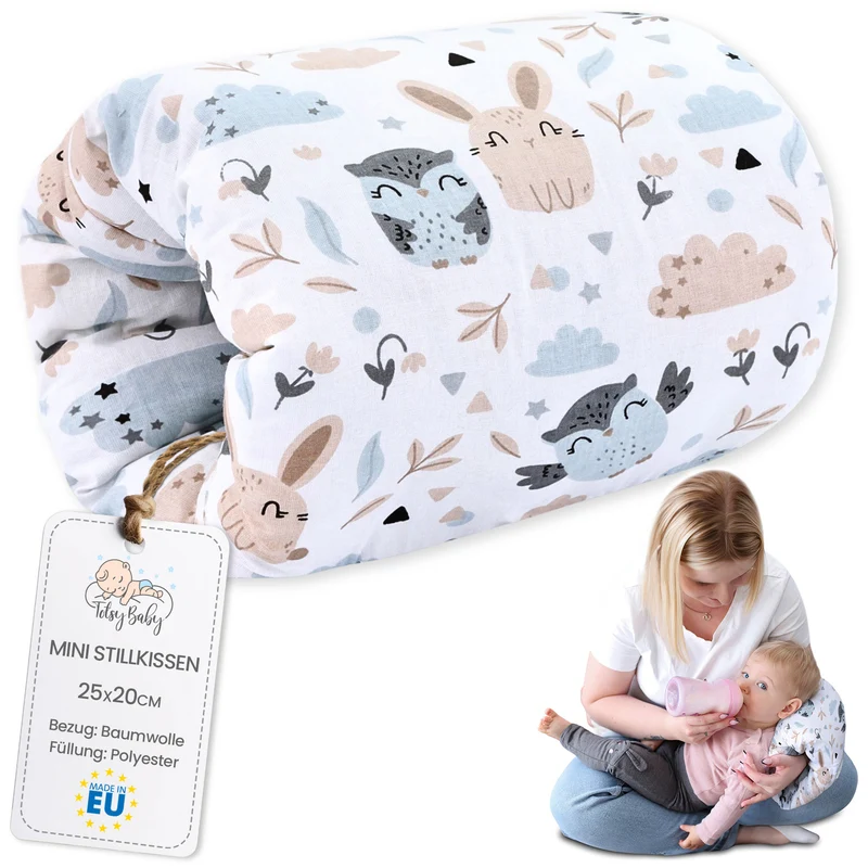 Stillkissen klein Breastfeeding und Nursing Pillow für unterwegs 25x20 cm - Stillmuff Armkissen und Lagerungskissen Baby Arm Still Kissen aus weicher Baumwolle