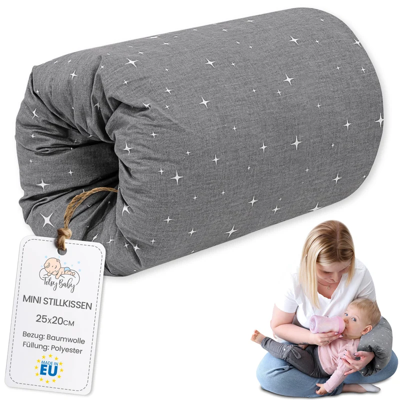 Stillkissen klein Breastfeeding und Nursing Pillow für unterwegs 25x20 cm - Stillmuff Armkissen und Lagerungskissen Baby Arm Still Kissen aus weicher Baumwolle
