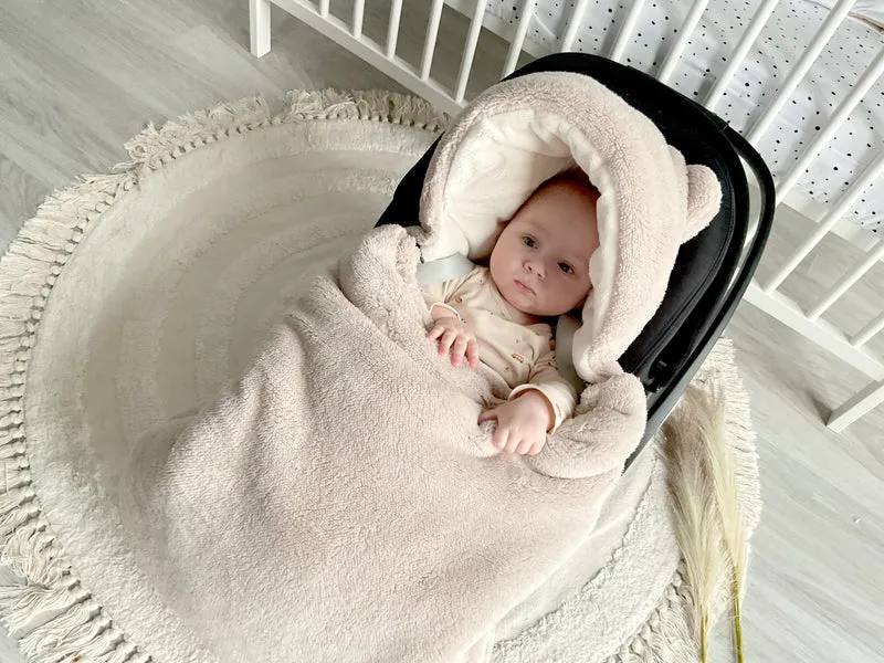 3-in-1 Teddy swaddle for car seat | Beige