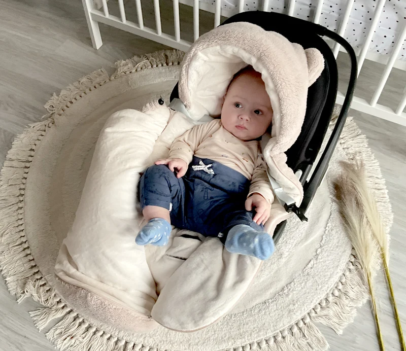 3-in-1 Teddy swaddle for car seat | Beige
